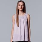 Petite Simply Vera Vera Wang Pleated Swing Tank, Women's, Size: Xs Petite, Lt Purple