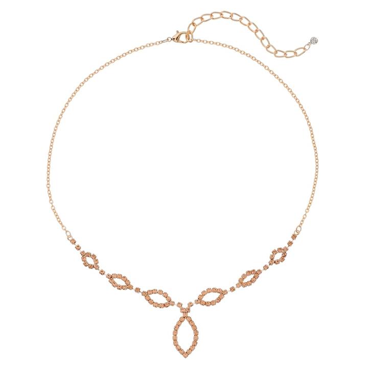 Rose Gold Tone Marquise Link Necklace, Women's, Pink