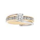 Two Tone 14k Gold 3/4 Carat T.w. Igl Certified Diamond Interlock Engagement Ring Set, Women's, Size: 9, White