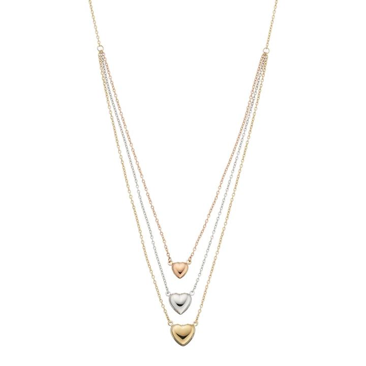 Tri Tone 14k Gold Heart Necklace, Women's, Size: 18, White