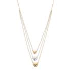 Tri Tone 14k Gold Heart Necklace, Women's, Size: 18, White