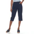 Women's Croft & Barrow&reg; Pull-on Sheeting Capris, Size: Xs, Blue