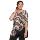 Plus Size Dana Buchman Sharkbite Elbow Sleeve Tunic, Women's, Size: 2xl, Dark Beige
