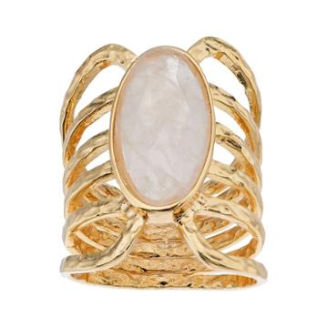 Olive & Ivy Rose Quartz Multirow Ring, Women's, Size: 7, Pink