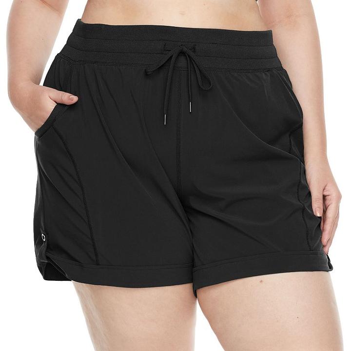Tek Gear, Plus Size &reg; Button-tab Active Shorts, Women's, Size: 2xl, Black