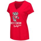 Women's Campus Heritage Wisconsin Badgers V-neck Tee, Size: Small, Red Overfl
