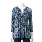Women's Croft & Barrow&reg; Pleated Henley, Size: Xl, Blue