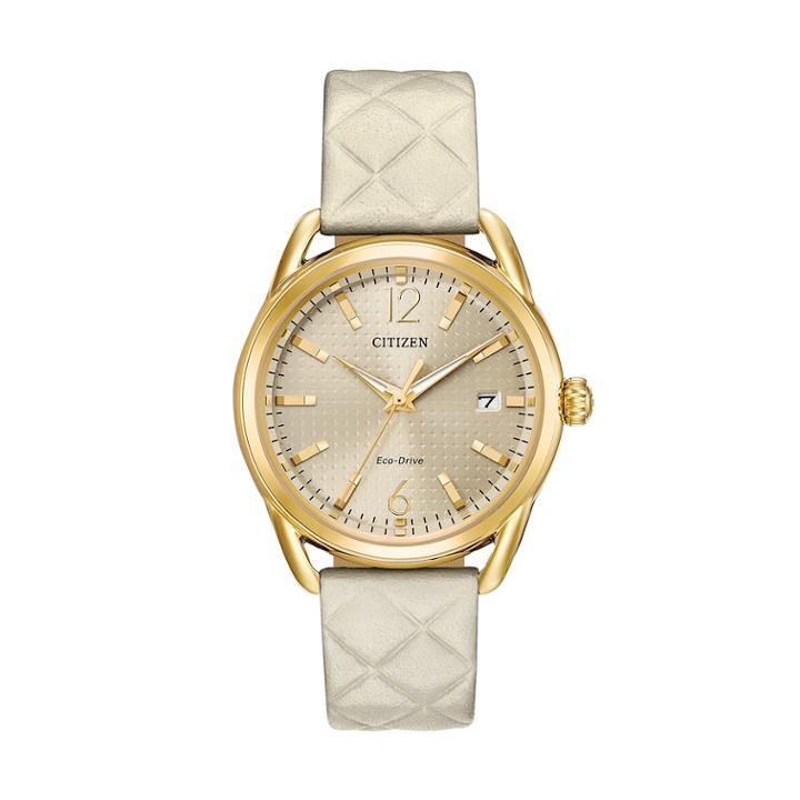 Drive From Citizen Eco-drive Women's Ltr Leather Watch - Fe6082-08p, Size: Medium, White