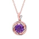 Stella Grace Rose Gold Tone Sterling Silver Amethyst & White Topaz Swirl Pendant Necklace, Women's, Size: 18, Purple