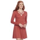 Juniors' Mudd&reg; Fit & Flare Cross Front Dress, Teens, Size: Xs, Red