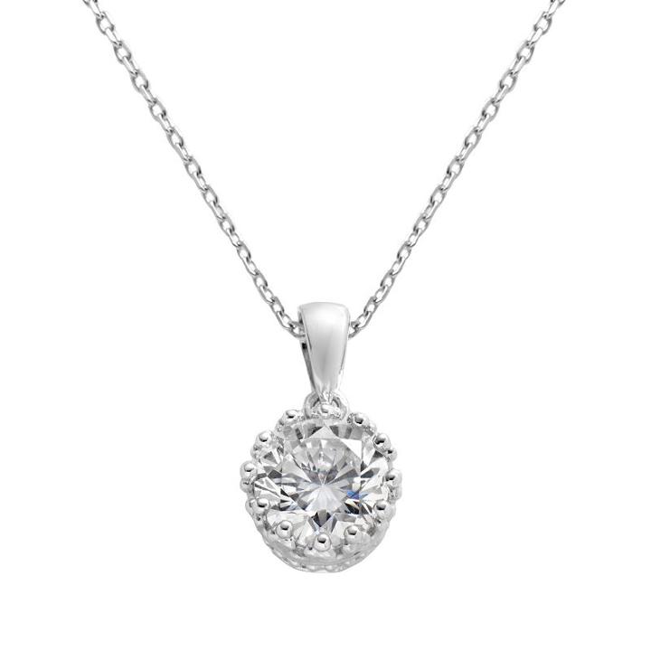 Sterling Silver Cubic Zirconia Crown Pendant, Women's, White
