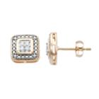 10k Gold 1/10 Carat T.w. Diamond Cluster Square Stud Earrings, Women's, White