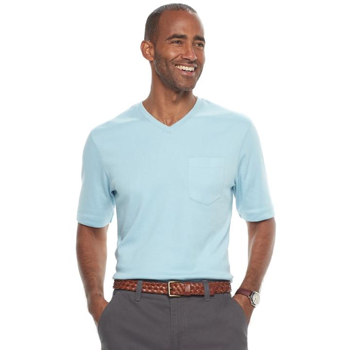 Men's Croft & Barrow&reg; V-neck Interlock Performance Tee, Size: Xl, Blue (navy)