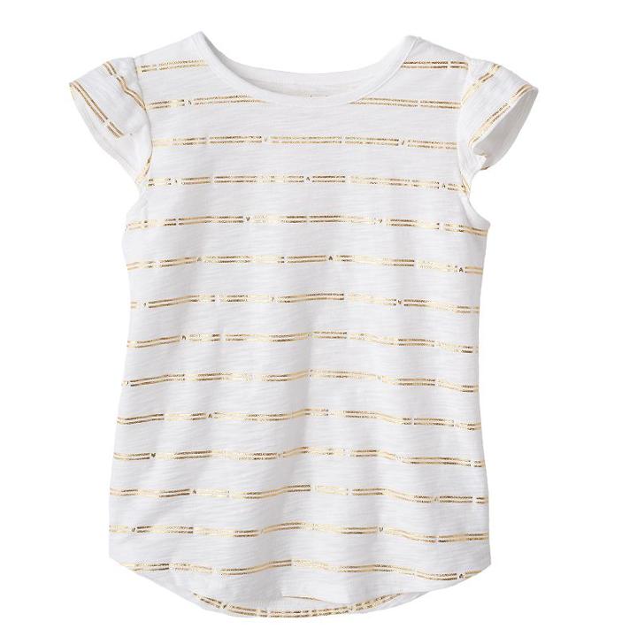 Girls 4-10 Jumping Beans&reg; Pattern Flutter Sleeves Tee, Girl's, Size: 8, White