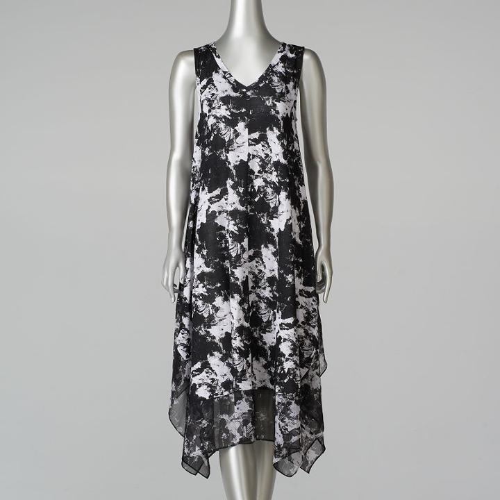 Women's Simply Vera Vera Wang Print Midi Dress, Size: Small, Oxford