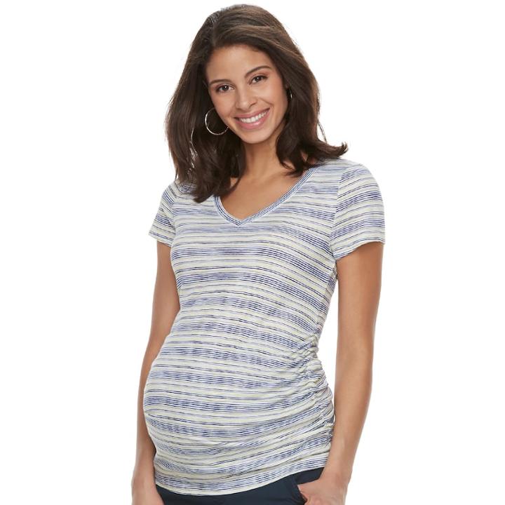 Maternity A:glow Essential Ruched V-neck Tee, Women's, Size: Xl-mat, Drk Purple