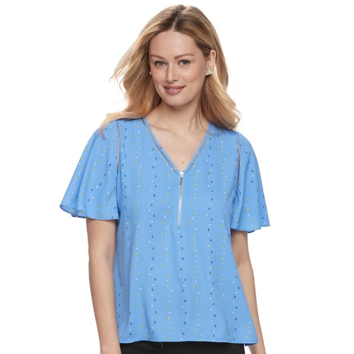 Women's Apt. 9&reg; Zipper Accent Crepe Top, Size: Xl, Med Blue