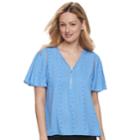 Women's Apt. 9&reg; Zipper Accent Crepe Top, Size: Xl, Med Blue