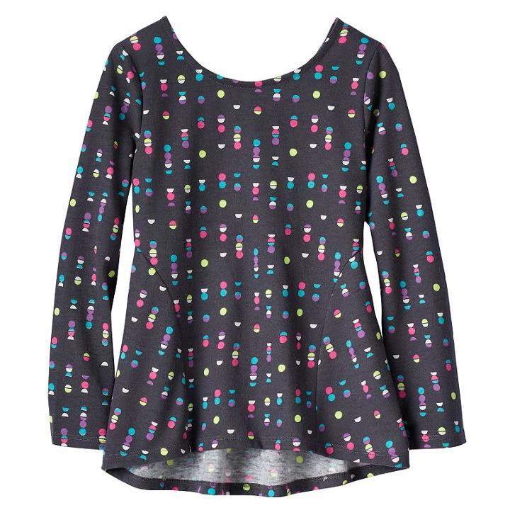 Girls 4-10 Jumping Beans&reg; Pieced Graphic Tunic, Size: 8, Grey