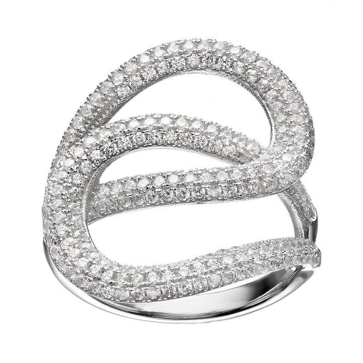 Cubic Zirconia Sterling Silver Interlocking Teardrop Ring, Women's, Size: 7, White