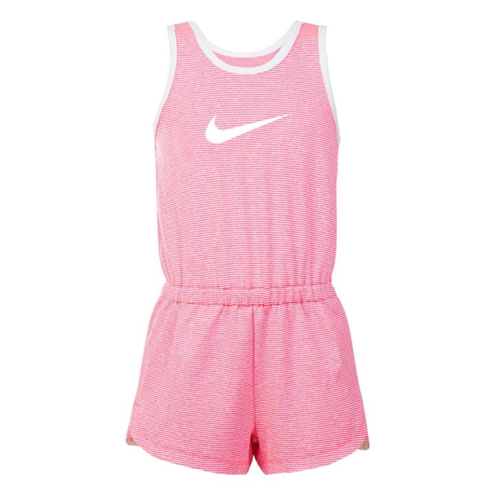 Girls 4-6x Nike Swoosh Striped Romper, Size: 4, Brt Pink
