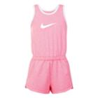 Girls 4-6x Nike Swoosh Striped Romper, Size: 4, Brt Pink