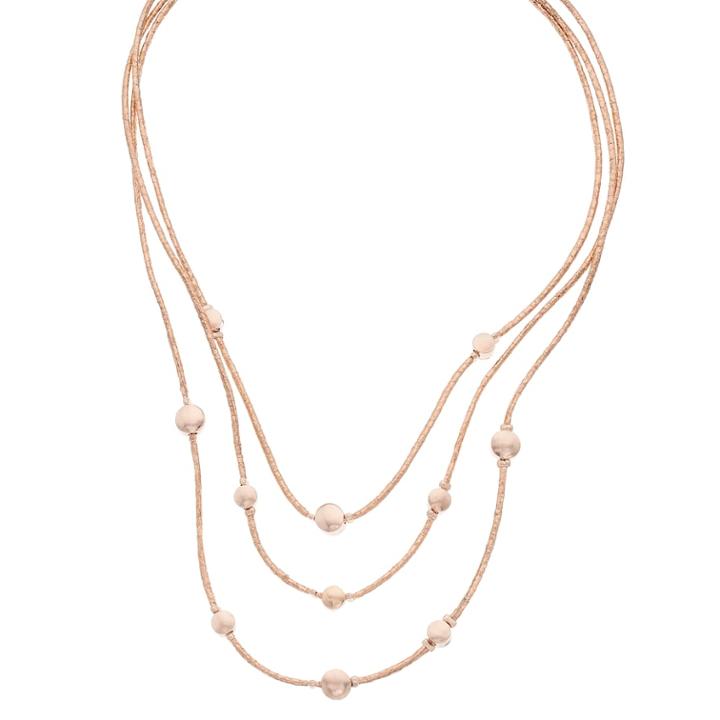 Rose Gold Tone Beaded Multi Strand Necklace, Women's, Light Pink