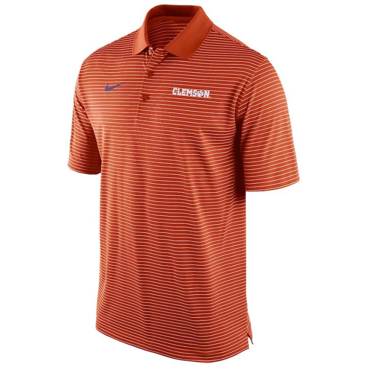 Men's Nike Clemson Tigers Striped Stadium Dri-fit Performance Polo, Size: Xxl, Orange
