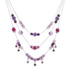 Purple Beaded Multi Strand Necklace, Women's