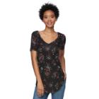 Juniors' Mudd&reg; Short Sleeve V-neck Tee, Girl's, Size: Xl, Black