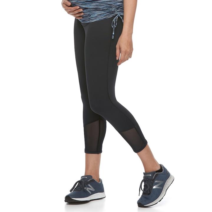 Maternity A:glow Mesh Performance Workout Capri Leggings, Women's, Size: Xxl-mat, Black