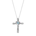 Sterling Silver Swiss Blue Topaz Cross Pendant Necklace, Women's, Size: 18