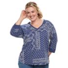 Plus Size Sonoma Goods For Life&trade; V-neck Sweatshirt, Women's, Size: 3xl, Dark Blue