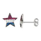 Sterling Silver Cubic Zirconia, Lab-created Blue Spinel & Pink Sapphire Star Stud Earrings, Women's, Multicolor