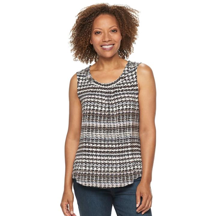 Petite Croft & Barrow&reg; Pleated Swing Tank, Women's, Size: L Petite, Dark Brown