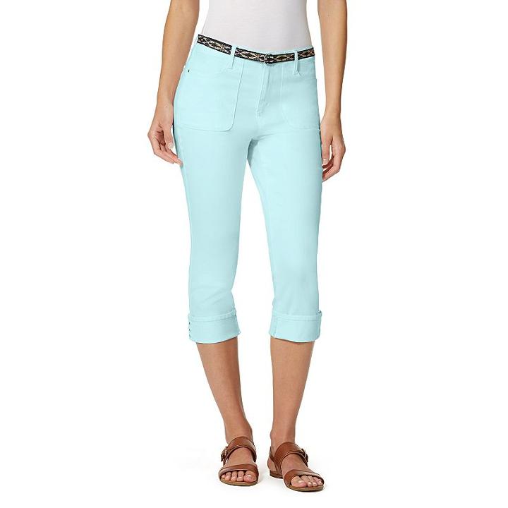 Women's Gloria Vanderbilt Patty Cuffed Capris, Size: 12, Turquoise/blue (turq/aqua)