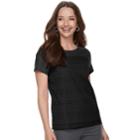 Petite Croft & Barrow&reg; Mixed Lace Short Sleeve Tee, Women's, Size: Xl Petite, Black