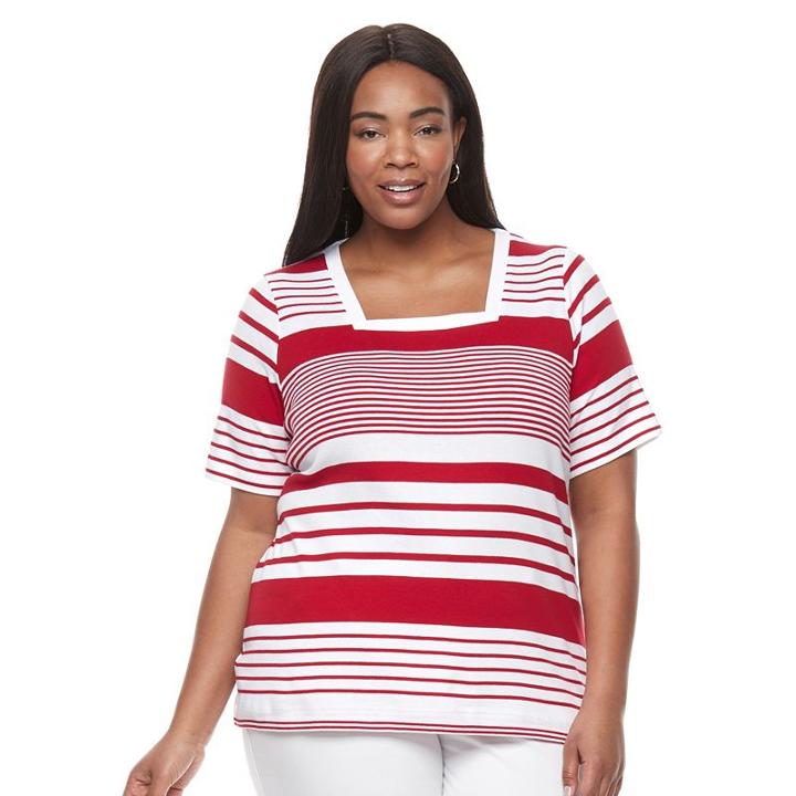 Plus Size Croft & Barrow&reg; Elbow Sleeve Tee, Women's, Size: 3xl, Med Red
