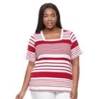Plus Size Croft & Barrow&reg; Elbow Sleeve Tee, Women's, Size: 3xl, Med Red