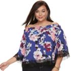 Plus Size Jennifer Lopez Off-the-shoulder Crepe Top, Women's, Size: 0x, Blue