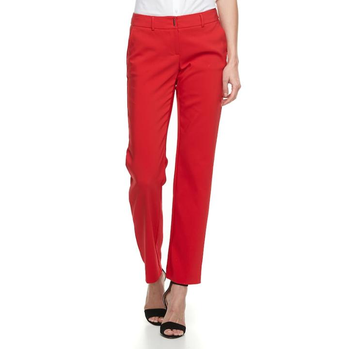 Women's Apt. 9&reg; Torie Midrise Modern Fit Straight-leg Dress Pants, Size: 18, Med Red