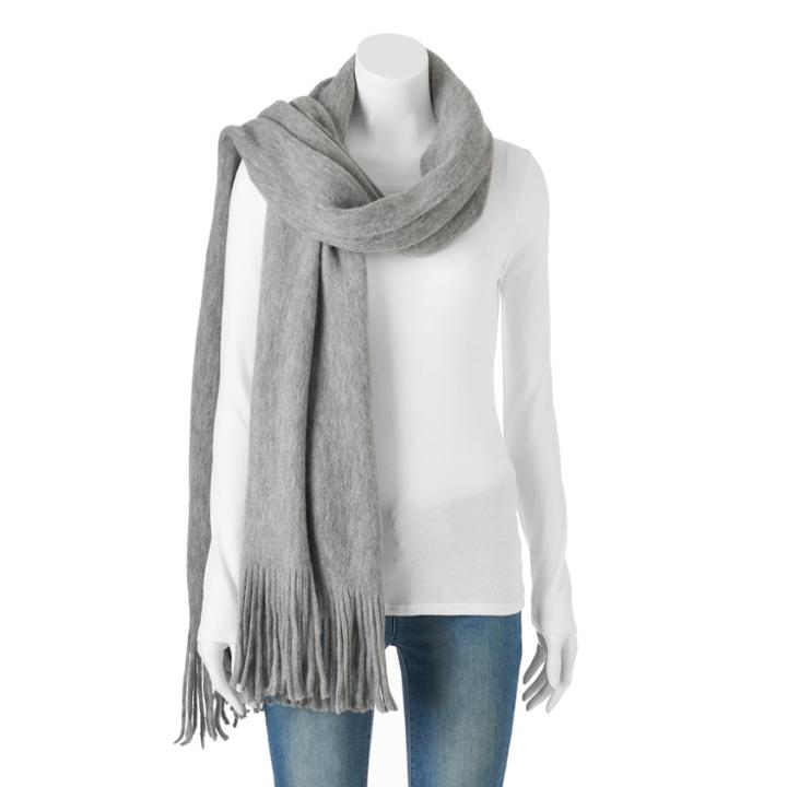 Apt. 9&reg; Solid Brushed Fringe Oblong Scarf, Women's, Grey Other