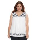 Plus Size Ab Studio Embroidered Gauze Tank, Women's, Size: 2xl, Ovrfl Oth