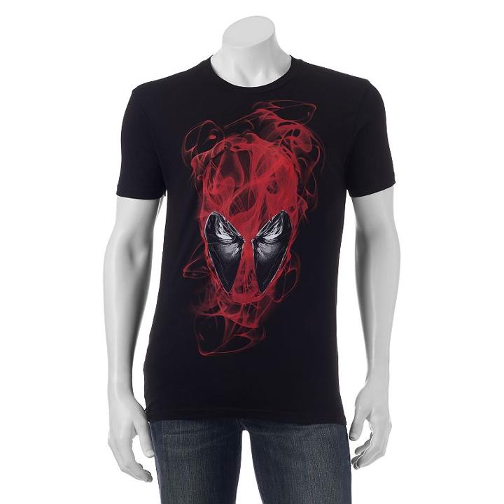 Men's Marvel Deadpool Smoky Head Tee, Size: Large, Black
