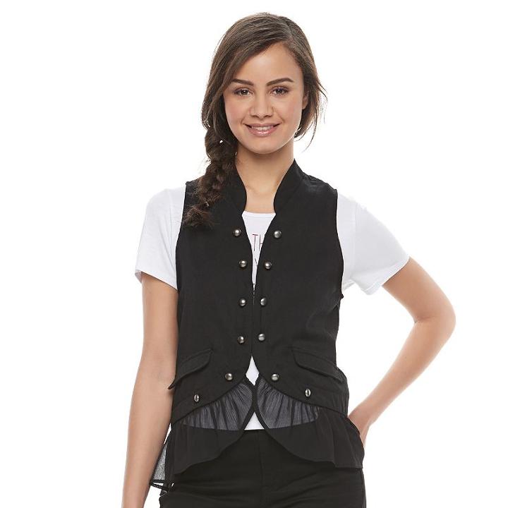 Disney Pirates Of The Caribbean: Juniors Collection Chiffon Hem Vest, Girl's, Size: Small, Black