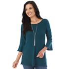 Women's Apt. 9&reg; Bell Sleeve Swing Top, Size: Regular, Dark Green