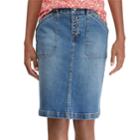 Petite Chaps Stretch Denim Skirt, Women's, Size: 6 Petite, Blue