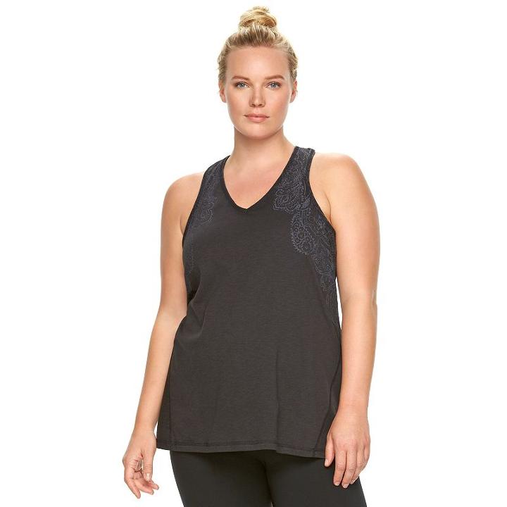Plus Size Gaiam Lively Graphic Yoga Tank, Women's, Size: 1xl, Black