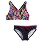 Girls 7-16 Speedo Crossback Cami Bikini Top & Bottoms Swimsuit Set, Size: 12, Black