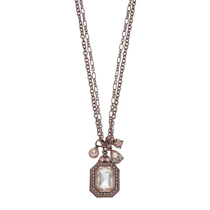 Simply Vera Vera Wang Brown Geometric Stone Charm Necklace, Women's